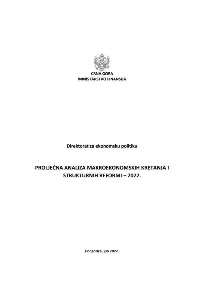 Прољећна анализа макроекономских кретања и структурних реформи - 2022