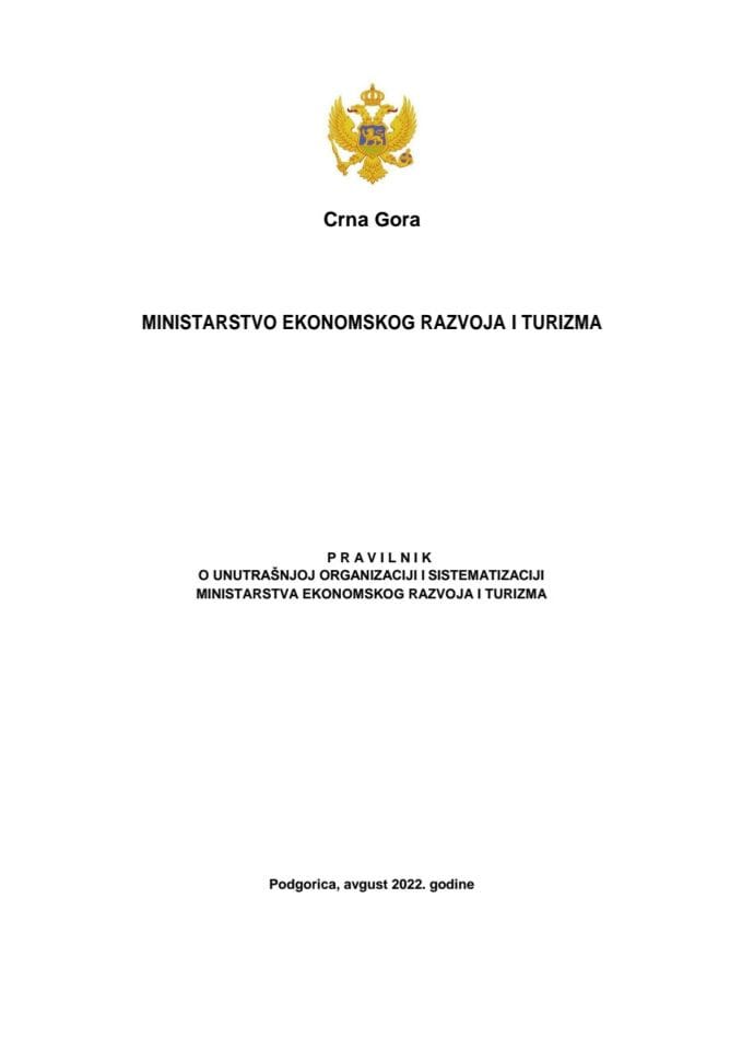 Predlog pravilnika o unutrašnjoj organizaciji i sistematizaciji Ministartva ekonomskog razvoja i turizma