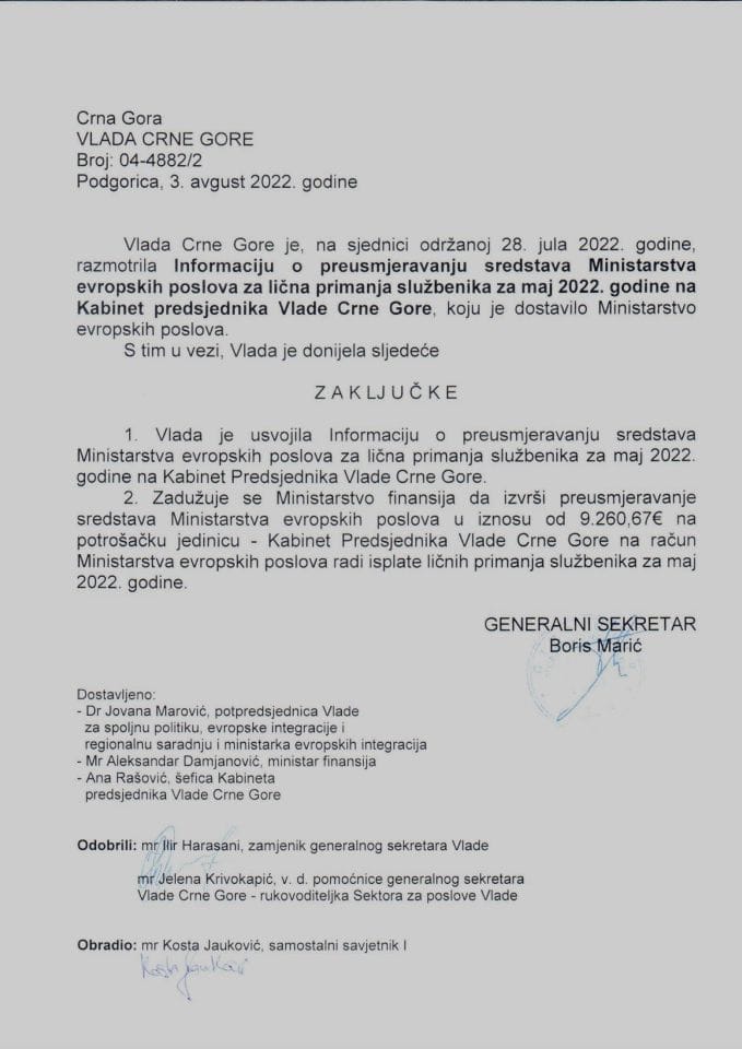 Predlog statuta Instituta za standardizaciju Crne Gore (bez rasprave) - zaključak