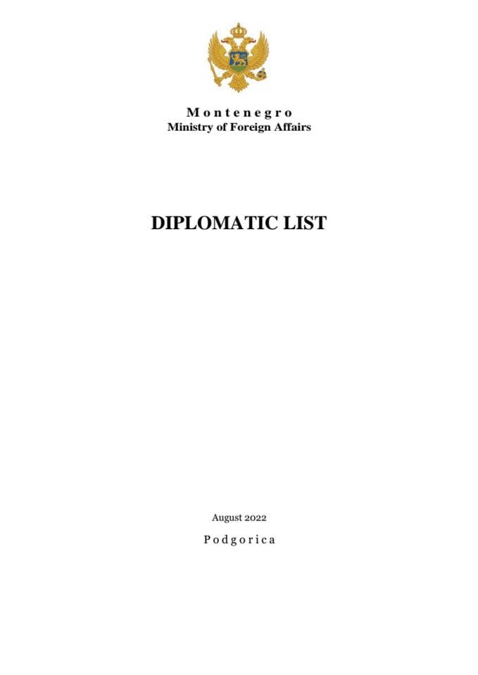 Diplomatic list - August 2022