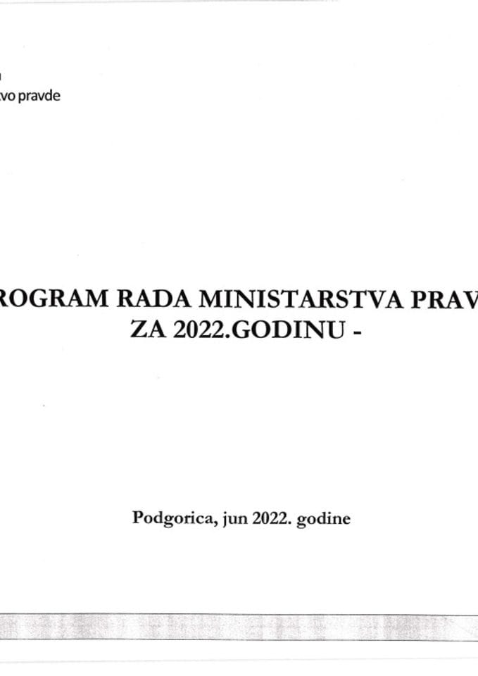 Program rada Ministarstva pravde za 2022. godinu