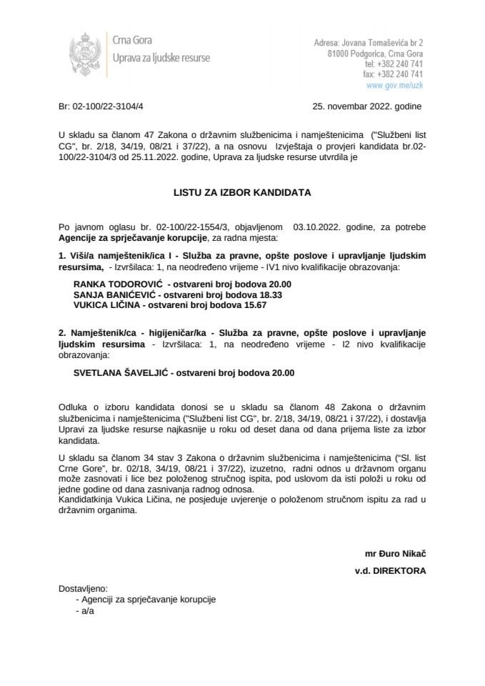 Llista za izbor