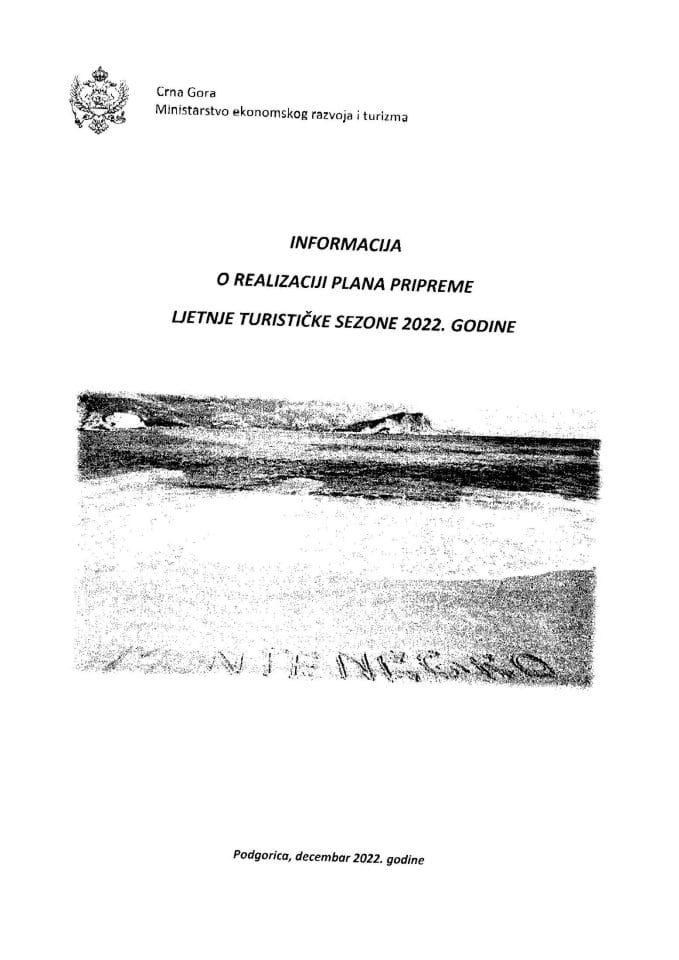 Информација о реализацији Плана припреме љетње туристичке сезоне 2022. године (без расправе)