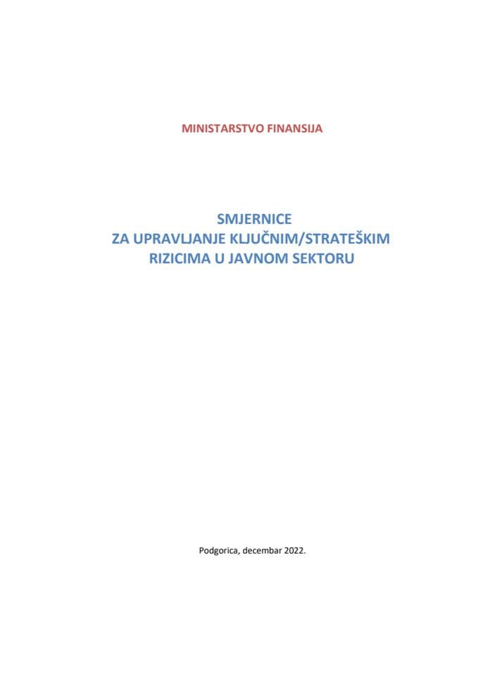 Smjernice za upravljanje ključnim strateškim rizicima u javnom sektoru