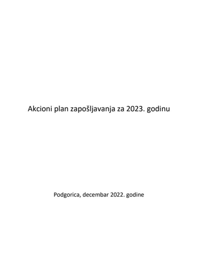 Predlog akcionog plana zapošljavanja za 2023. godinu