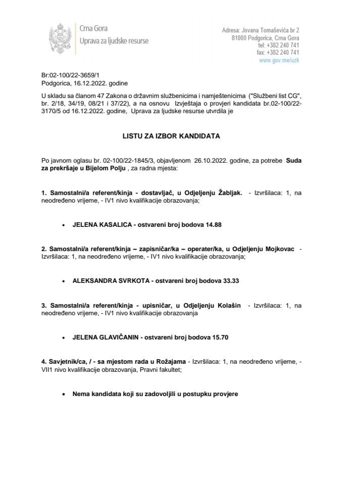 Lista za izbor