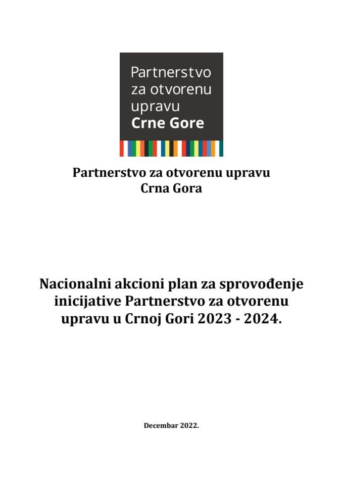 Predlog nacionalnog akcionog plana za sprovođenje inicijative Partnerstvo za otvorenu upravu u Crnoj Gori 2023 -2024