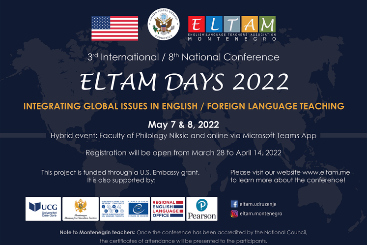 Dani ELTAM-a 2022: Integrisanje globalnih tema u nastavu engleskog jezika i drugih stranih jezika