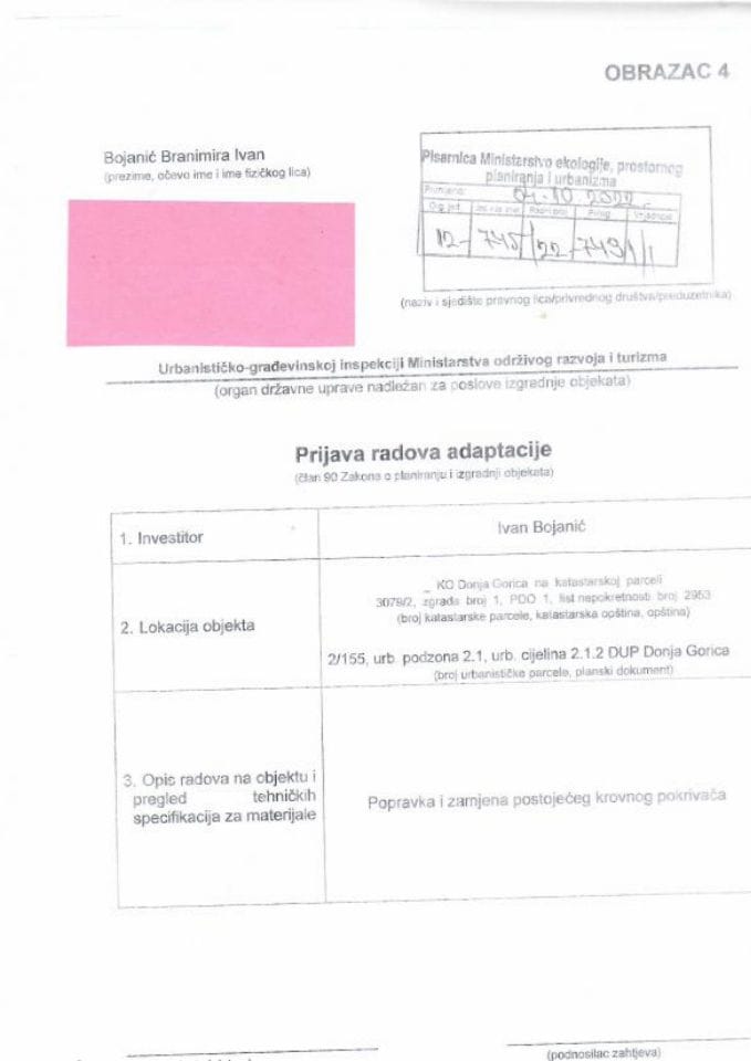 Prijava radova adaptacije - 12-745-22-7491-1 IVAN BOJANIĆ