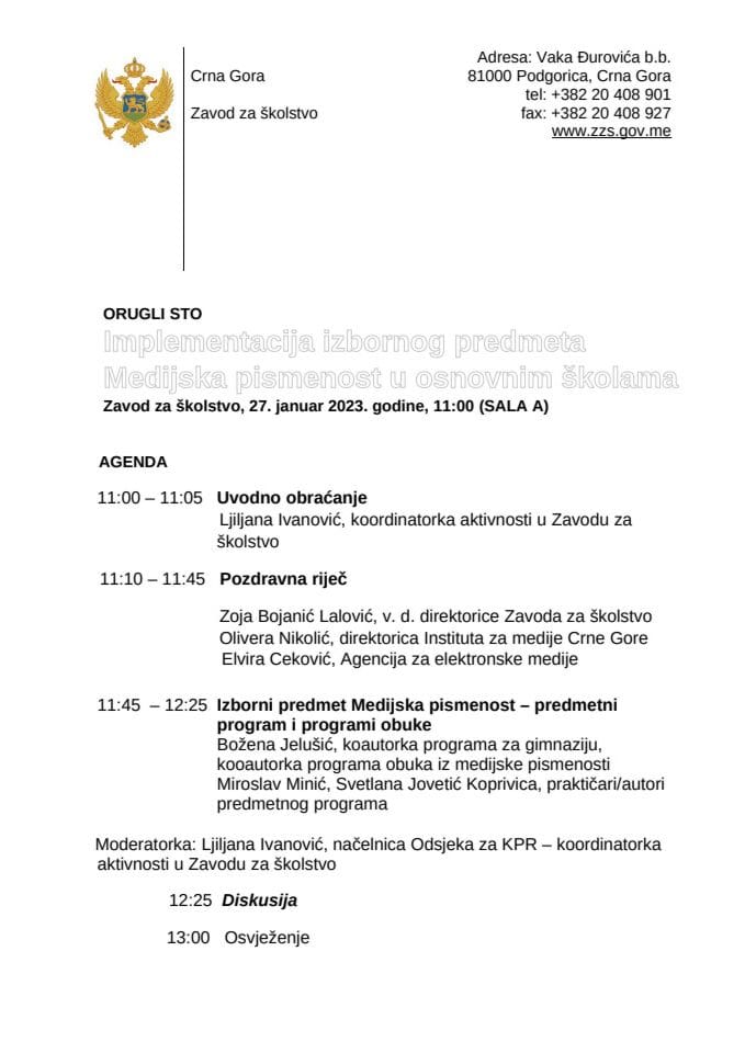 AGENDA MEDIJSKA PISMENOST
