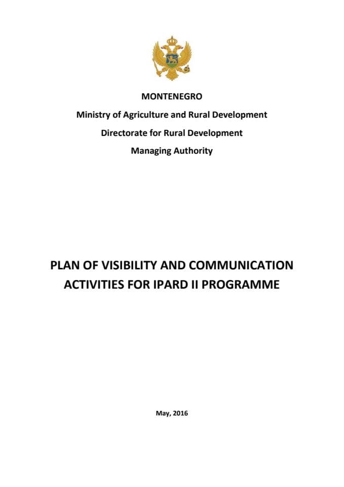 Plan of visibility and communication activities IPARD 2014-2020