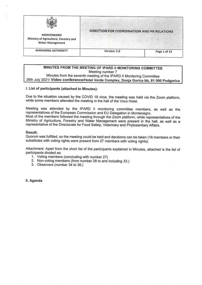 Minutes of the SEVENTH IPARD II monitoring committee meeting 26.07.2021