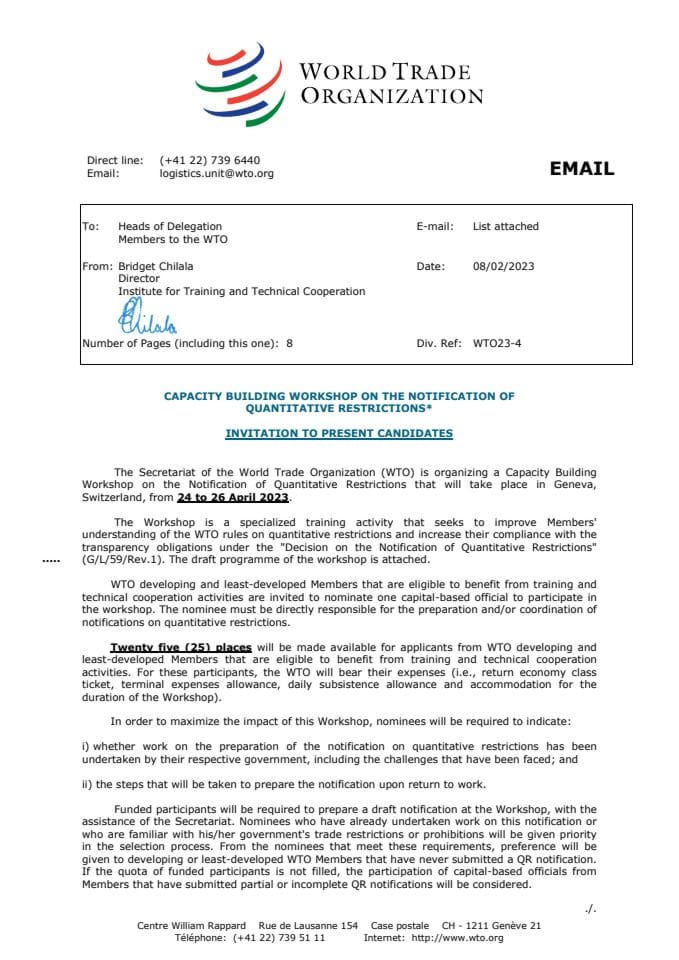  Invitation letter QR Workshop WTO 