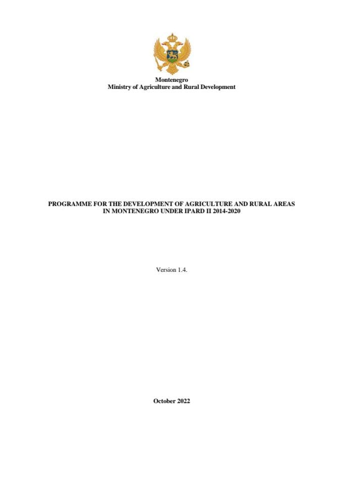 ENG - Program razvoja poljoprivrede i ruralnih područja Crne Gore u okviru IPARD II 2014-2020 (IPARD II program)