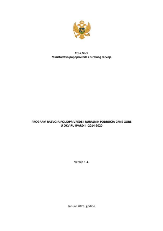 Program razvoja poljoprivrede i ruralnih područja Crne Gore u okviru IPARD II 2014-2020 (IPARD II program)