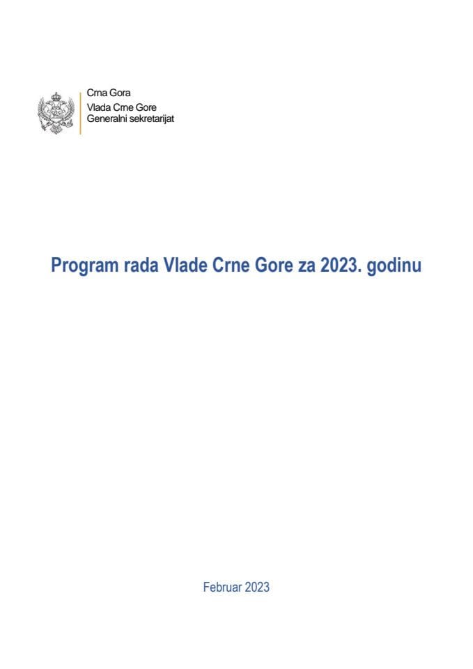 Predlog programa rada Vlade Crne Gore za 2023. godinu