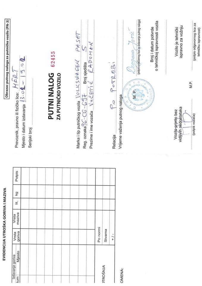 Radoman Vučetić putni nalog 13-17.02.2023.