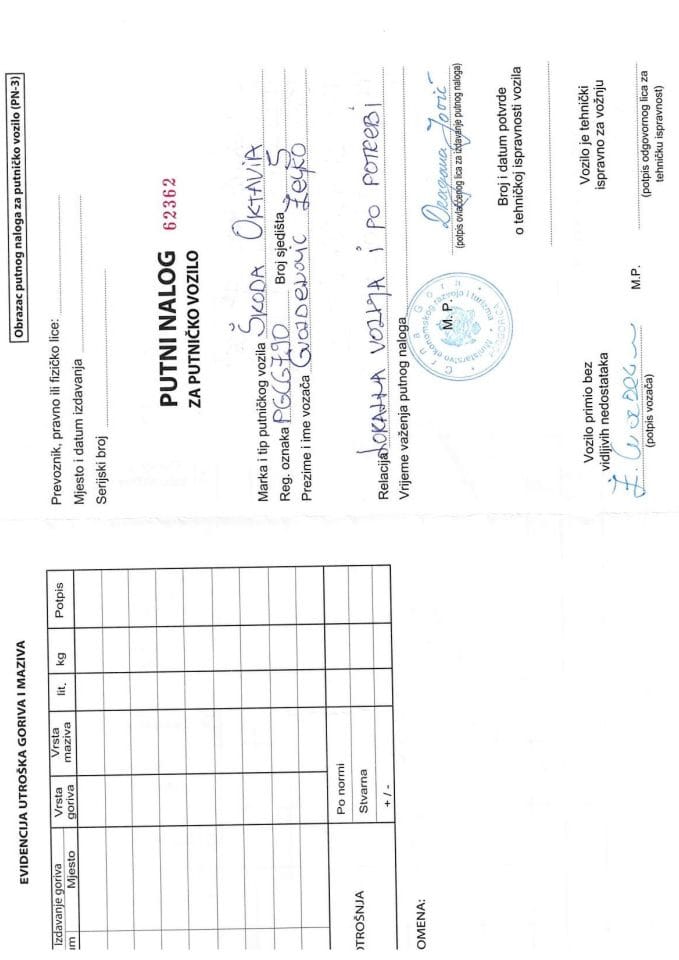 Željko Gvozdenović putni nalog 13-17.02.2023.