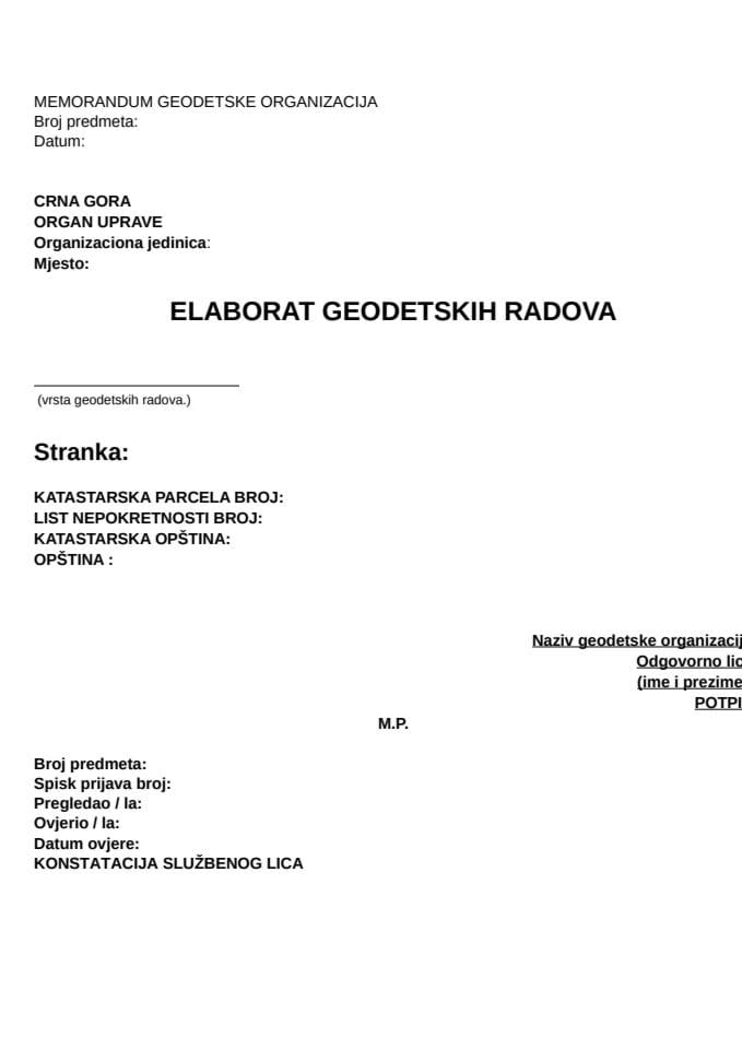 GEODETSKI ELABORAT EXCEL FORMA