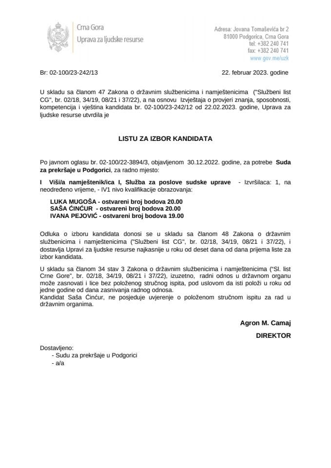 Lista za izbor