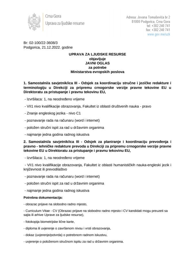 Tekst oglasa