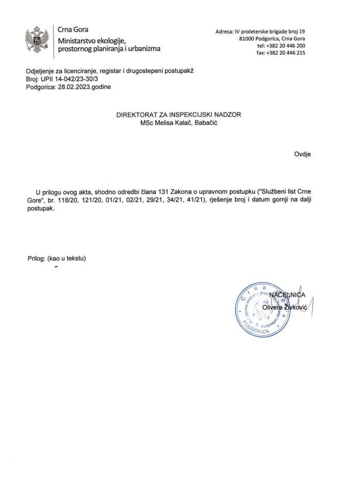 Drugostepena rješenja - UPII 14-042-23-30-3 NIKOLA PAVICEVIC