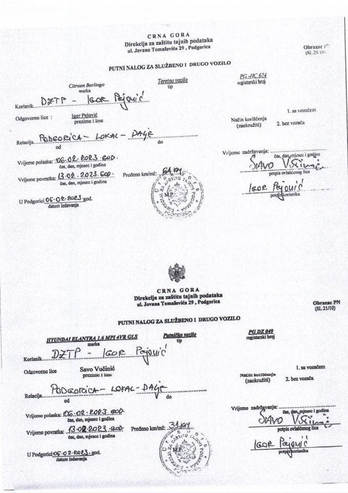 Putni nalozi 06.02.- 13.02.2023