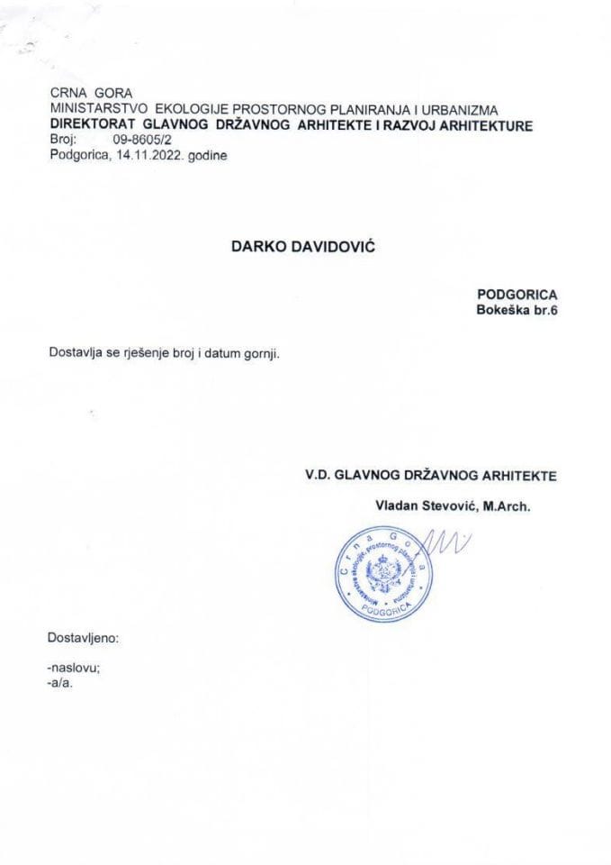 14.11.2022 Rješenje- Darko Davidović -Opština Kolašin