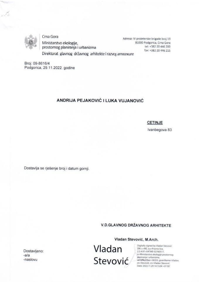 29.11.2022 Rješenje- Andrija Pejaković i Luka Vujanović-Opština Budva