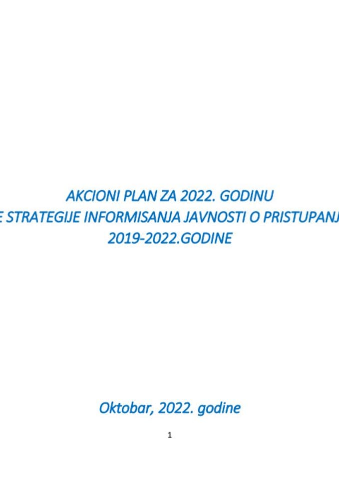 Акциони план за 2022 за спроводјење Стратегије информисања јавности о ППЦГ ЕУ 2019-2022