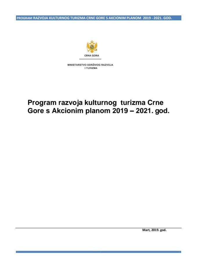 Program razvoja kulturnog turizma CG sa AP 19-21.