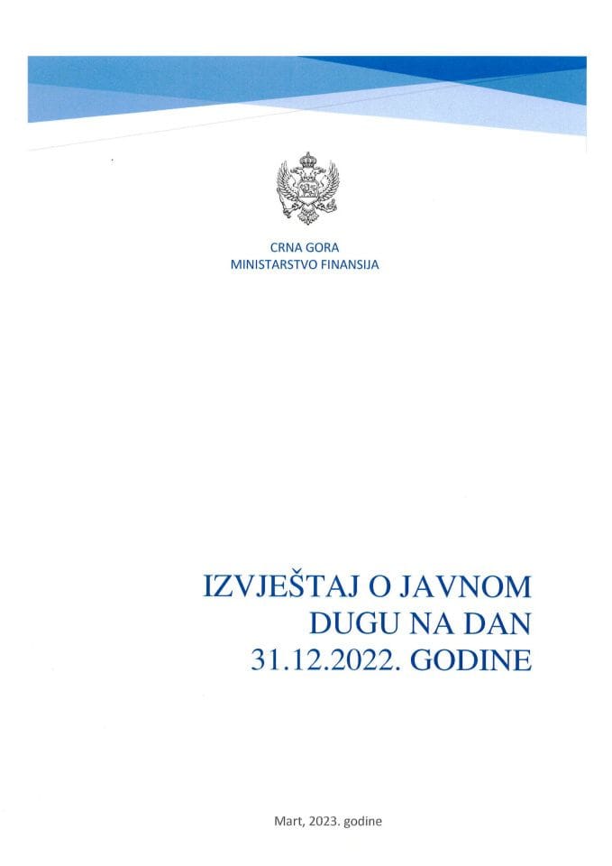 Izvještaj o javnom dugu na dan 31. 12. 2022. godine