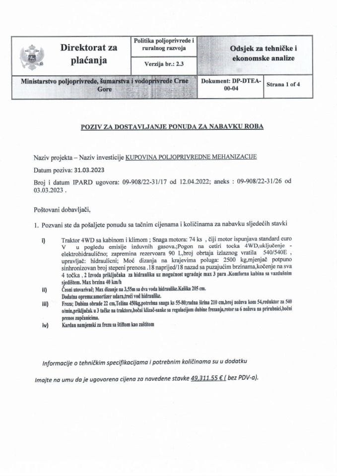 LUKA FEMIĆ-POZIV ZA PONUDE