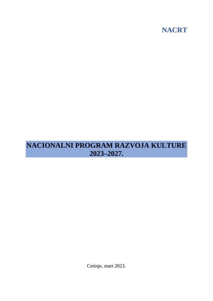 NACRT Nacionalnog programa razvoja kulture 2023–2027.