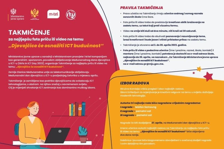 TAKMIČENJE
za najljepšu foto priču ili video na temu
„Djevojčice će osnažiti ICT budućnost“