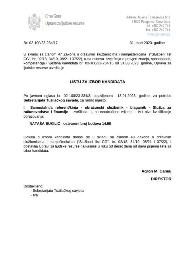 Lista za izbor kandidata