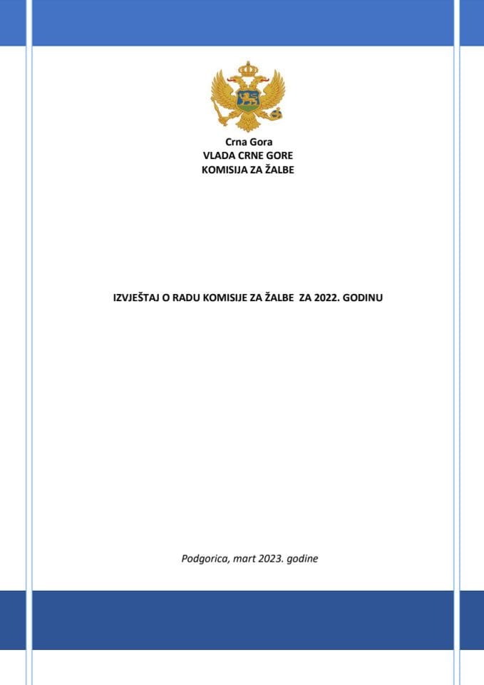 Izvještaj o radu Komisije za žalbe za 2022. godinu
