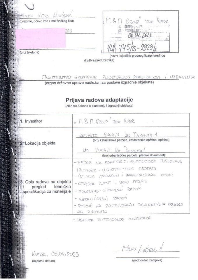 Prijava radova adaptacije - 121-745-23-2929-1 MILAN VIDO NIKČEVIĆ