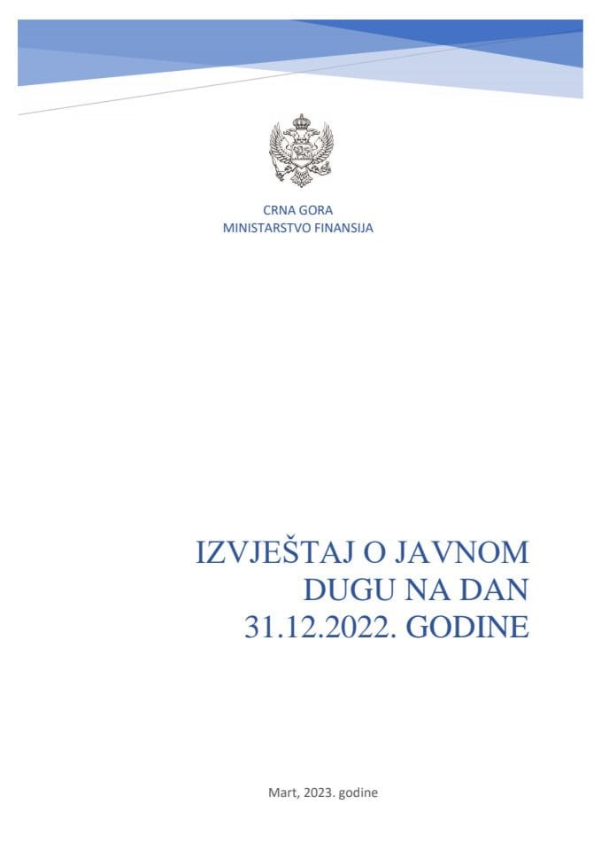 Извјештај о јавном дугу на дан 31.12.2022. године