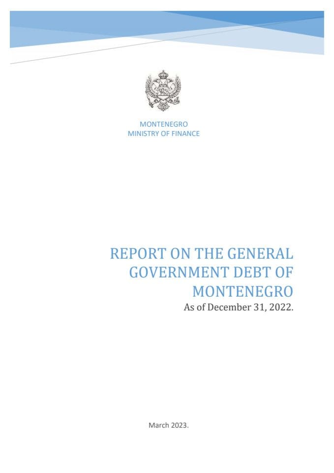 Report on the General Government debt of Montenegro as of December 31, 2022