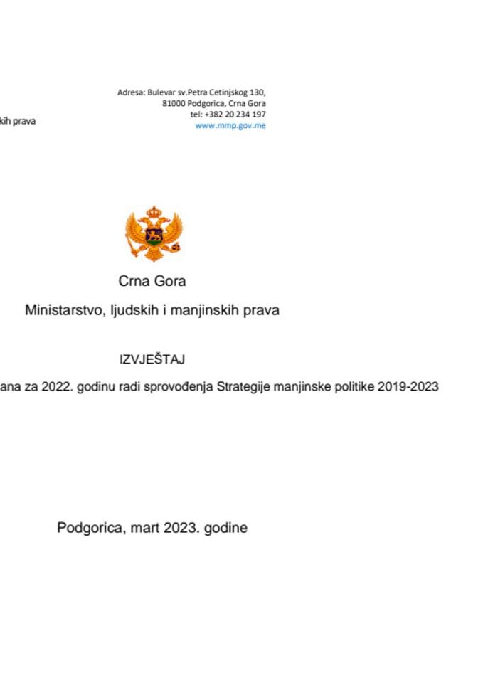 Izvještaj o realizaciji Akcionog plana za 2022. godinu za sprovođenje Strategije manjinske politike 2019-2023.