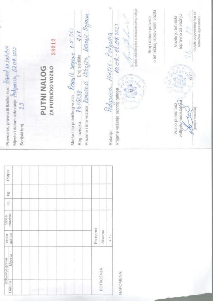 Putni nalozi ZZŠ od 10. do 16. aprila