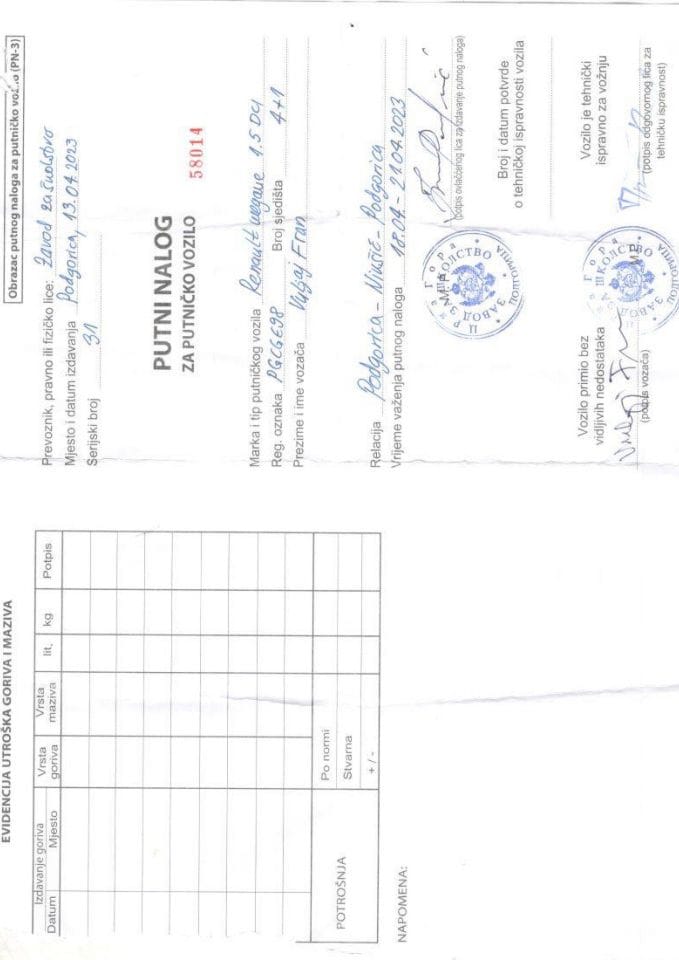 Putni nalozi ZZŠ od 17. do 23. aprila