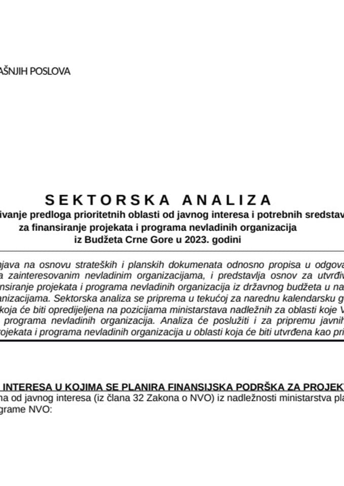 Sektorska analiza - Zaštita i promovisanje ljudskih i manjinskih prava