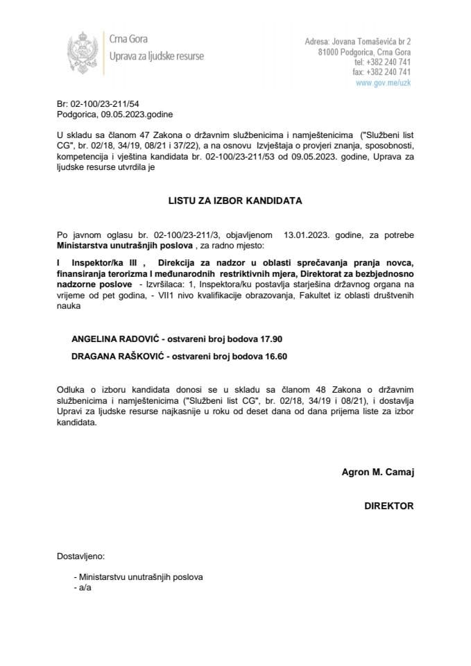 Lista kandidata za izbor