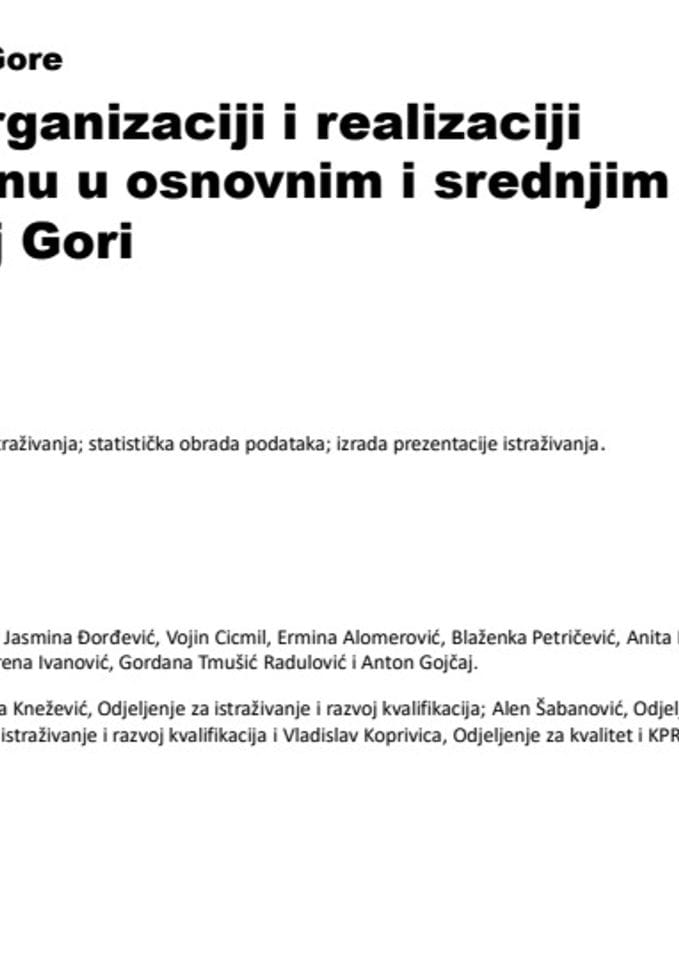 Istraživanje o organizaciji i realizaciji nastave na daljinu u osnovnim i srednjim školama u Crnoj Gori