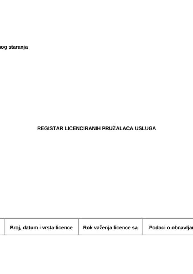 Ažurirani registar licenciranih pružalaca usluga