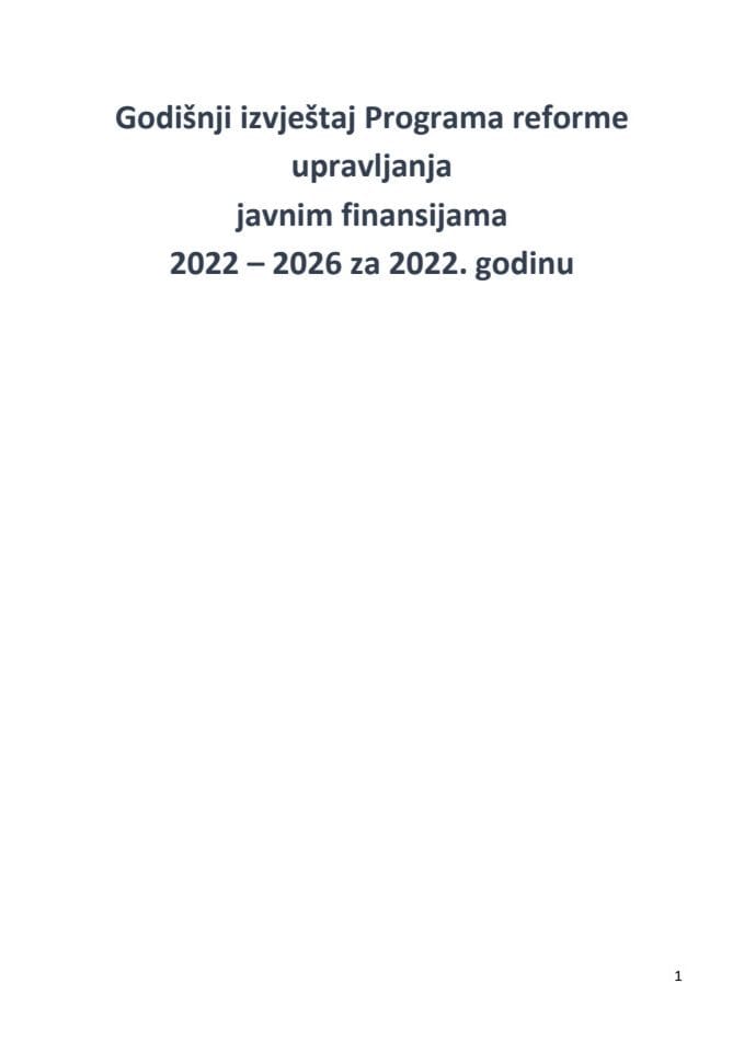 Godišnji Izvještaj Programa reforme upravljanja javnim finansijama 2022-2026 za 2022. godinu