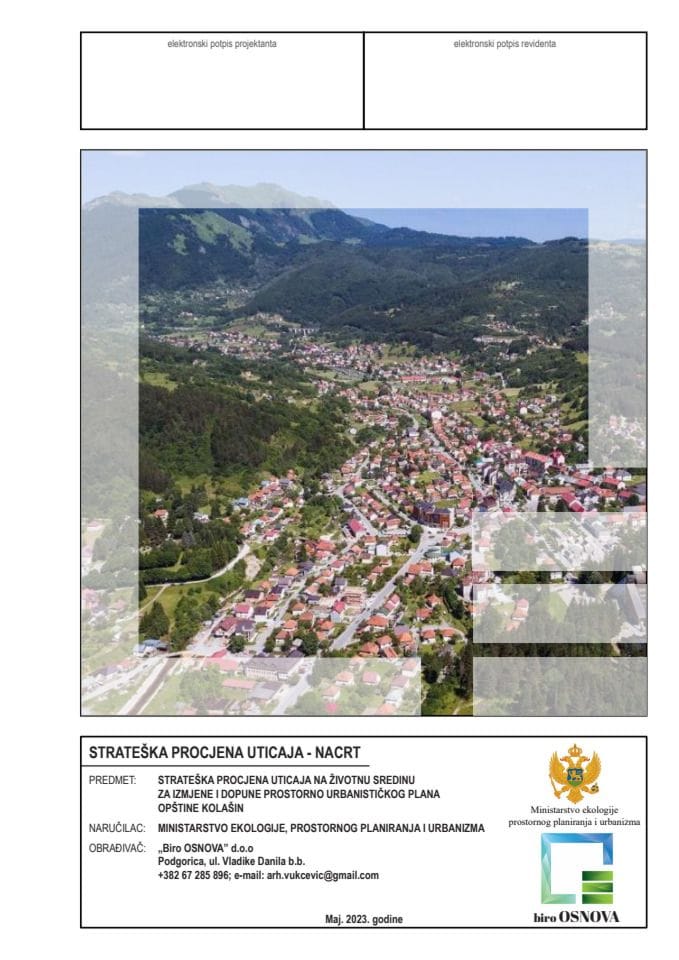 Izvještaj o strateškoj procjeni uticaja na životnu sredinu za Nacrt Izmjena i dopuna Prostorno-urbanističkog plana opštine Kolašin