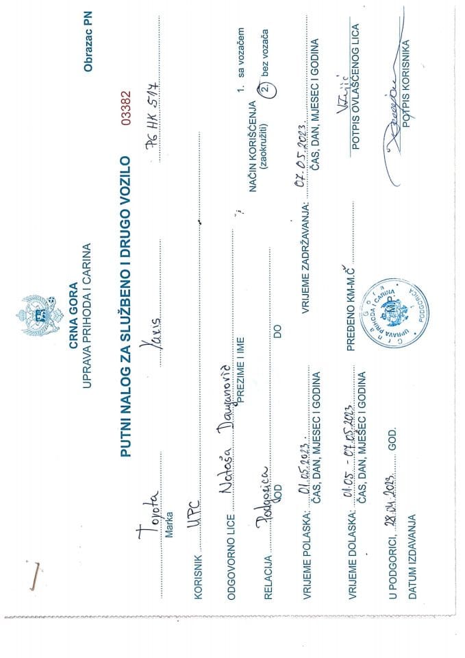 Putni nalozi - maj 2023.godine